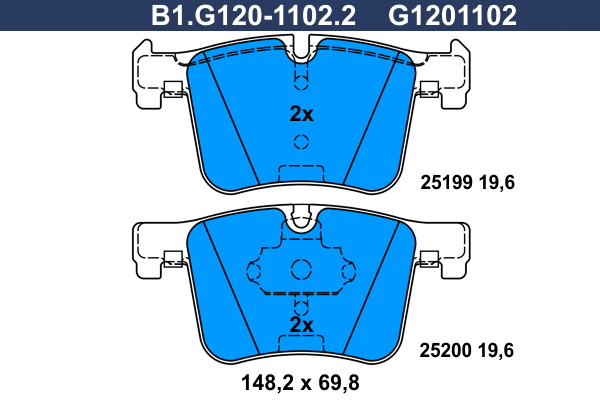 Kit de plaquettes de frein, frein à disque GALFER B1.G120-1102.2