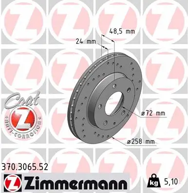 Disque de frein ZIMMERMANN 370.3065.52