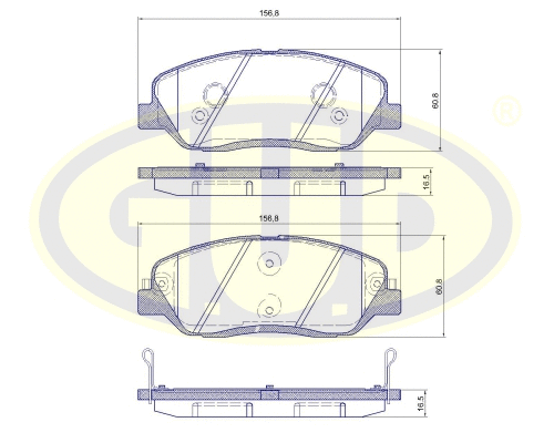 Kit de plaquettes de frein, frein à disque G.U.D. GBP122602
