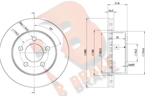 Disque de frein R BRAKE 78RBD15396