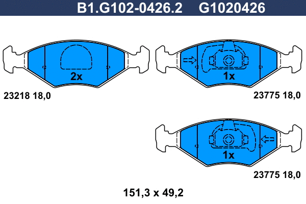 Kit de plaquettes de frein, frein à disque GALFER B1.G102-0426.2