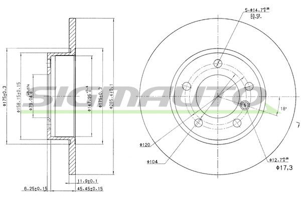Disque de frein SIGMAUTO DBA248S