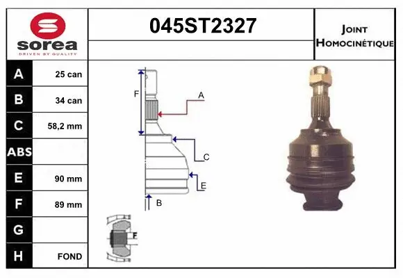 Jeu de joints, arbre de transmission STARTCAR 045ST2327