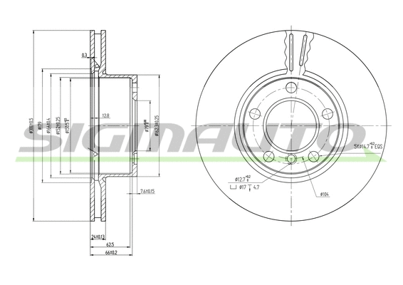Disque de frein SIGMAUTO DBB536V