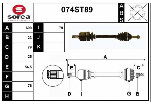 Arbre de transmission STARTCAR 074ST89