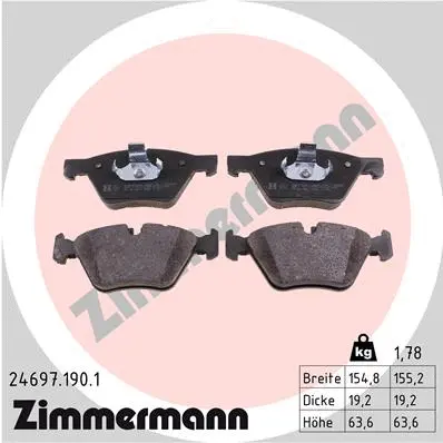 Kit de plaquettes de frein, frein à disque ZIMMERMANN 24697.190.1