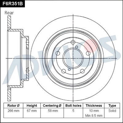 Disque de frein ADVICS F6R351B