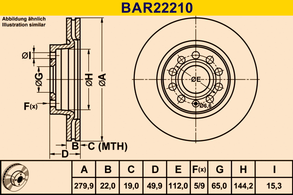 Disque de frein BARUM BAR22210