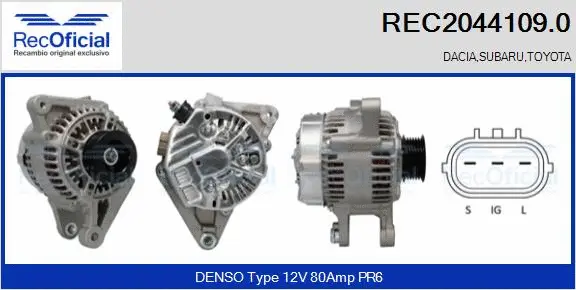 Alternateur RECOFICIAL REC2044109.0