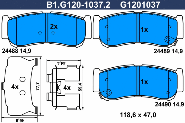 Kit de plaquettes de frein, frein à disque GALFER B1.G120-1037.2