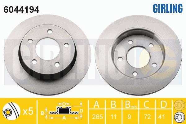 Disque de frein GIRLING 6044194