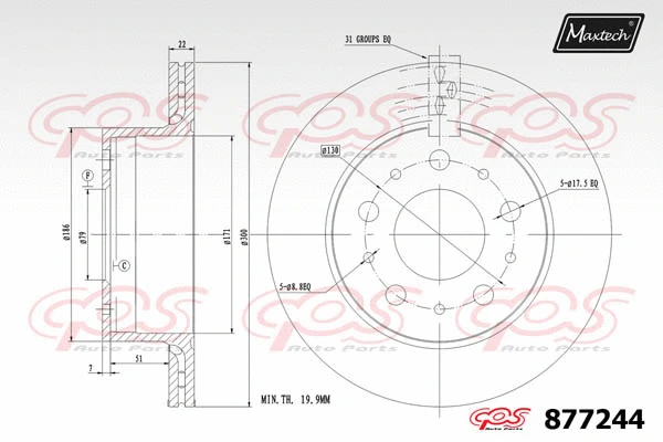Disque de frein MAXTECH 877244