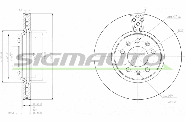 Disque de frein SIGMAUTO DBB942V
