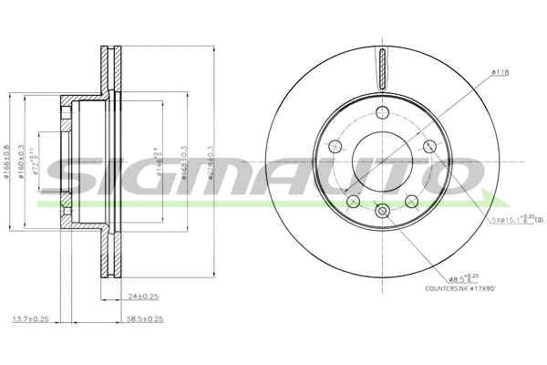Disque de frein SIGMAUTO DBB643V