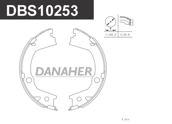 Jeu de mâchoires de frein, frein de stationnement DANAHER DBS10253