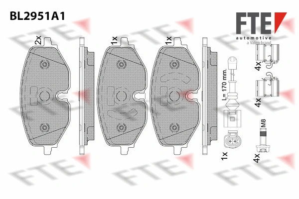 Kit de plaquettes de frein, frein à disque FTE 9011194