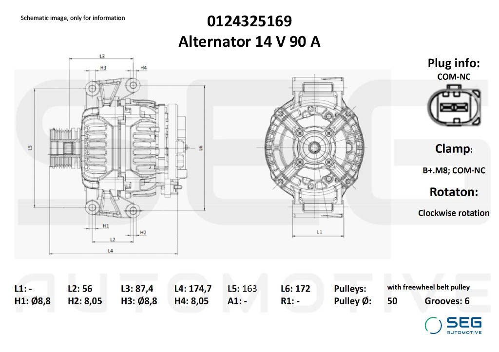 Alternateur SEG Automotive 0124325169