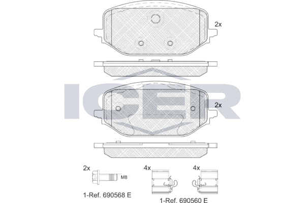 Kit de plaquettes de frein, frein à disque ICER 182438