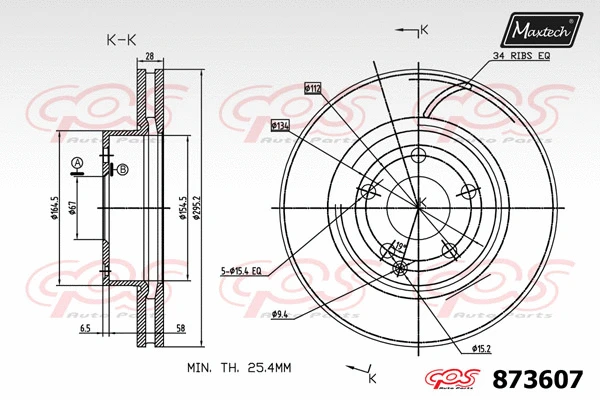 Disque de frein MAXTECH 873607