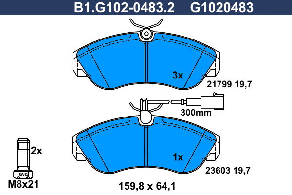 Kit de plaquettes de frein, frein à disque GALFER B1.G102-0483.2