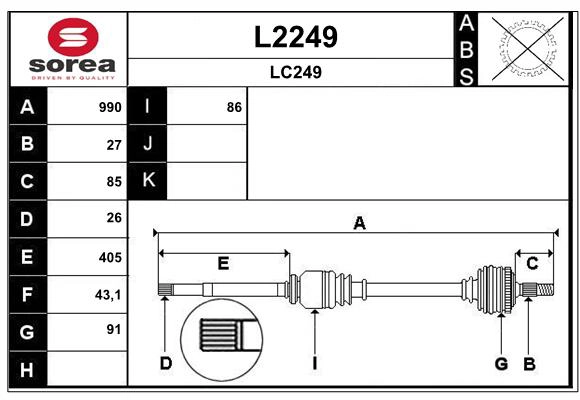 Arbre de transmission SNRA L2249