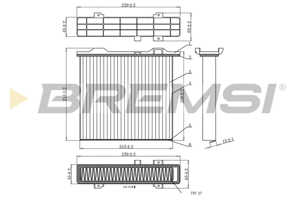 Filtre, air de l'habitacle BREMSI FC0911C