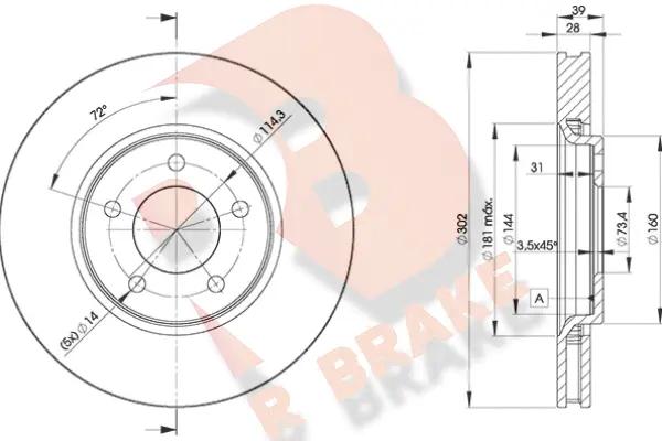 Disque de frein R BRAKE 78RBD23918