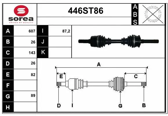 Arbre de transmission STARTCAR 446ST86
