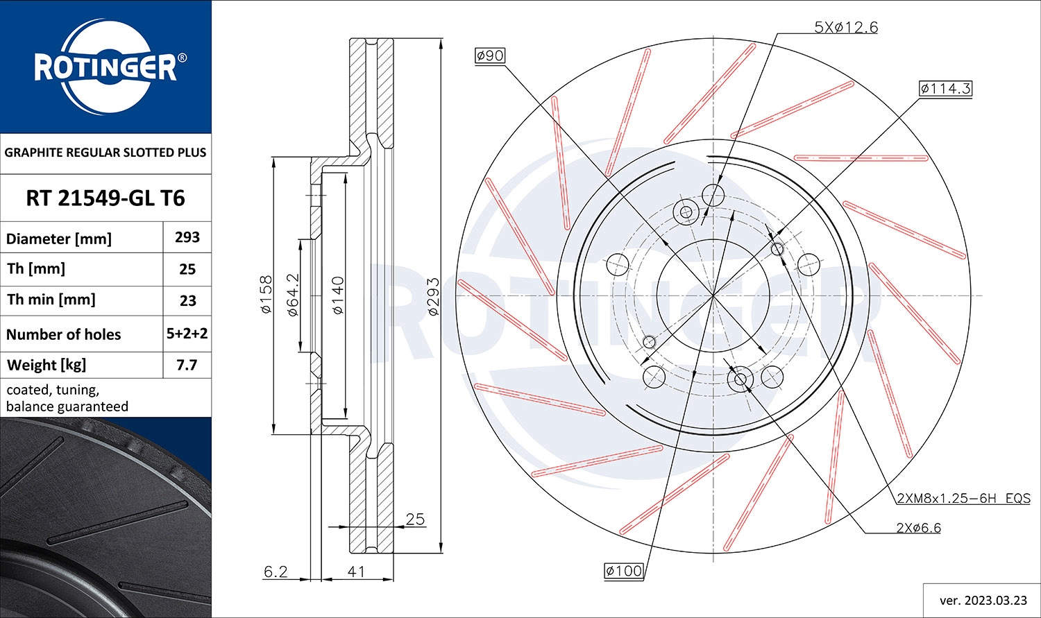 Disque de frein ROTINGER RT 21549-GL T6