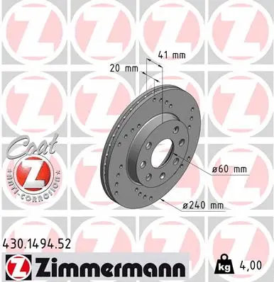 Disque de frein ZIMMERMANN 430.1494.52