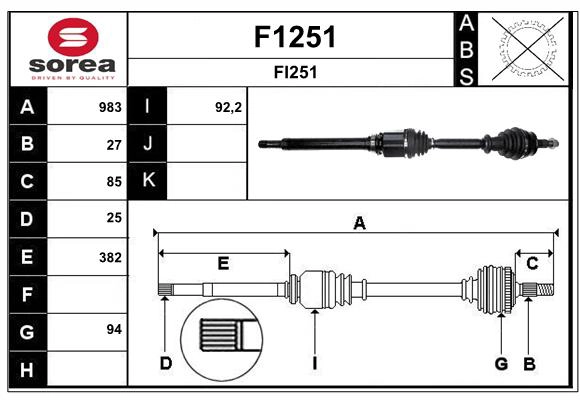 Arbre de transmission SNRA F1251