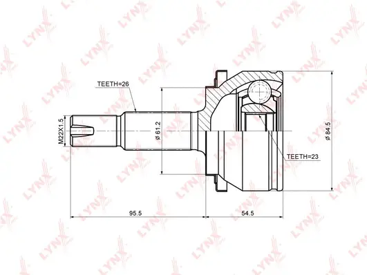 Jeu de joints, arbre de transmission LYNXAUTO CO-3707