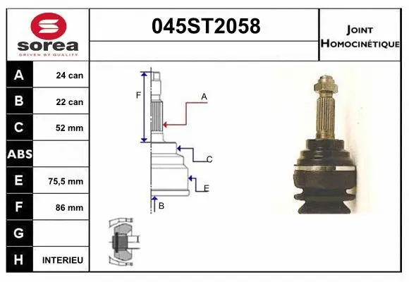 Jeu de joints, arbre de transmission STARTCAR 045ST2058