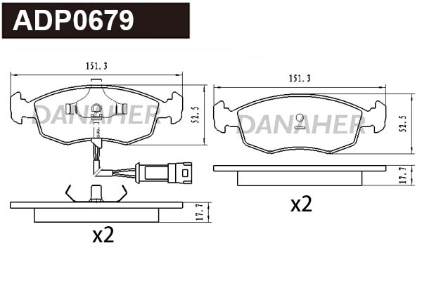 Kit de plaquettes de frein, frein à disque DANAHER ADP0679