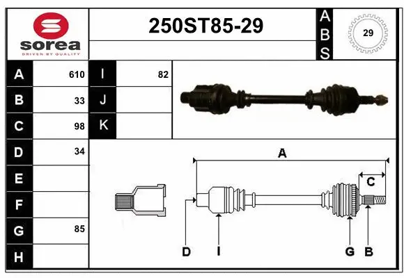 Arbre de transmission STARTCAR 250ST85-29