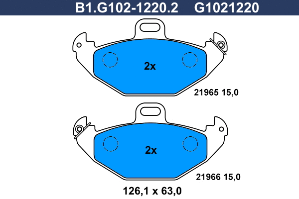 Kit de plaquettes de frein, frein à disque GALFER B1.G102-1220.2