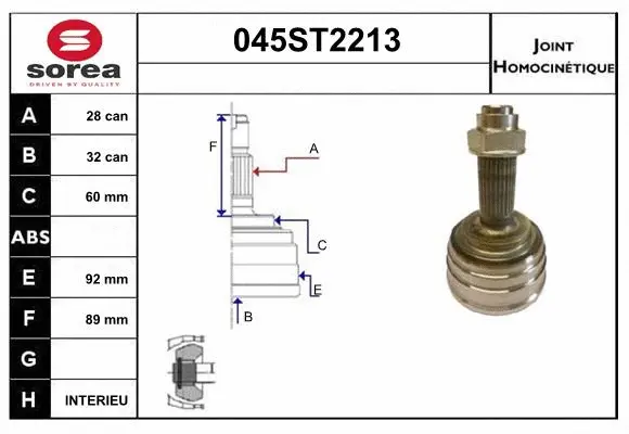 Jeu de joints, arbre de transmission STARTCAR 045ST2213