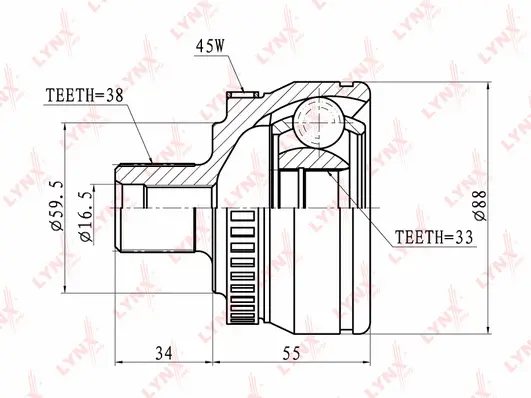 Jeu de joints, arbre de transmission LYNXAUTO CO-1203A
