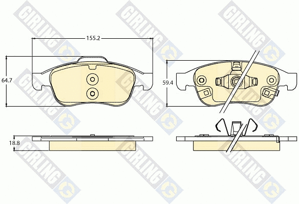 Kit de plaquettes de frein, frein à disque GIRLING 6121112