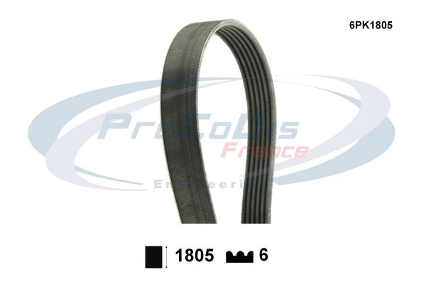 Courroie trapézoïdale à nervures PROCODIS FRANCE 6PK1805