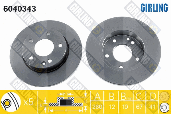 Disque de frein GIRLING 6040343