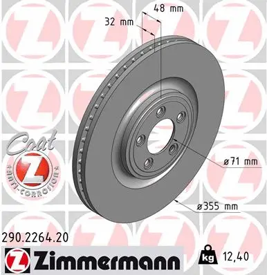 Disque de frein ZIMMERMANN 290.2264.20