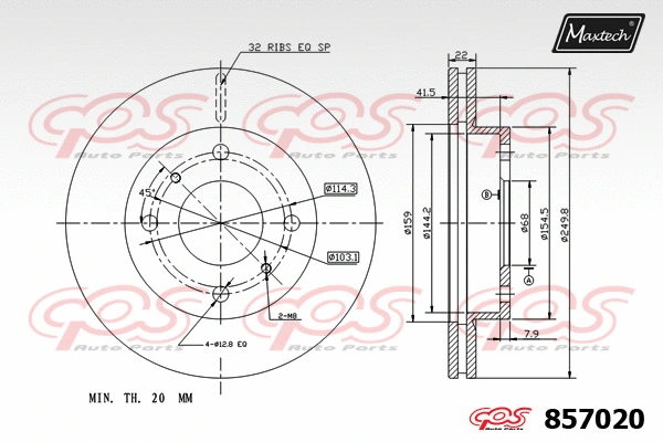 Disque de frein MAXTECH 857020