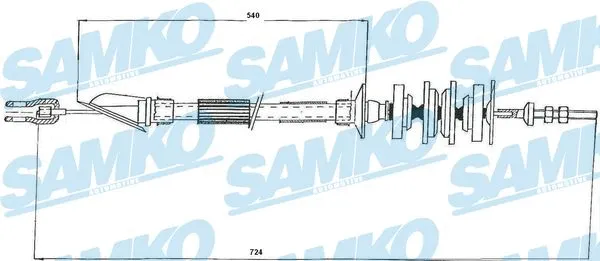 Tirette à câble, commande d'embrayage SAMKO C0161C