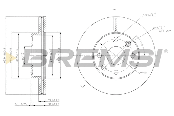 Disque de frein BREMSI CD7391V