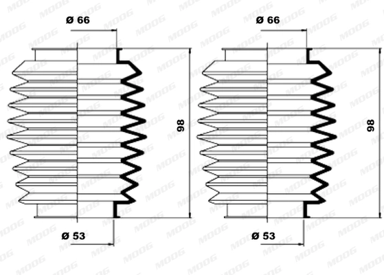 Jeu de joints-soufflets, direction MOOG K150137
