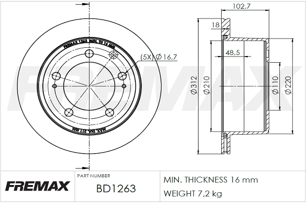 Disque de frein FREMAX BD-1263