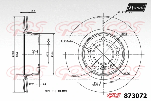 Disque de frein MAXTECH 873072