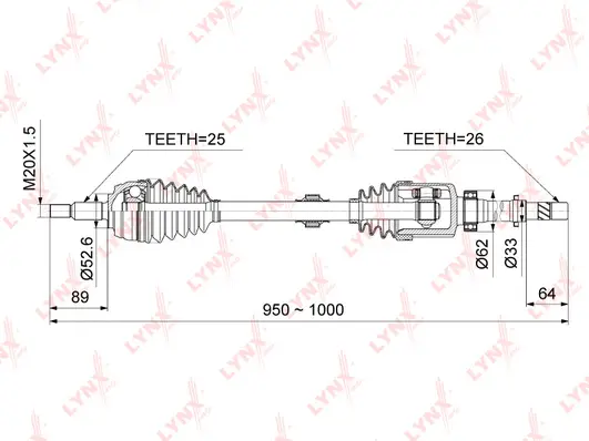 Arbre de transmission LYNXAUTO CD-1020