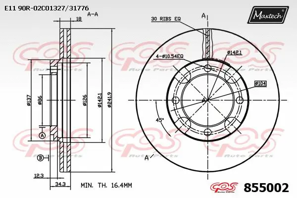 Disque de frein MAXTECH 855002